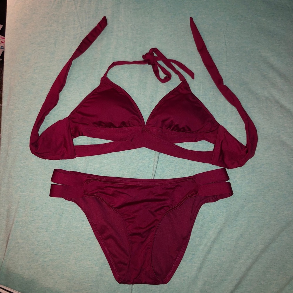 Maroon bathing suit